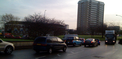 Approaching Ladywood Circus from Icknield Port Road