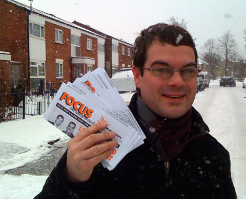 Delivering in the snow in Summerfield, Ladywood